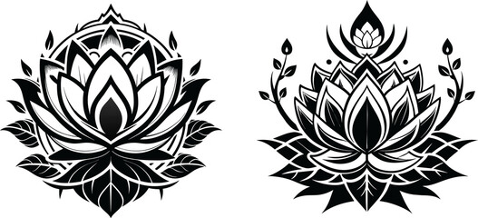 Set of lotus flower logo icon - obrazy, fototapety, plakaty