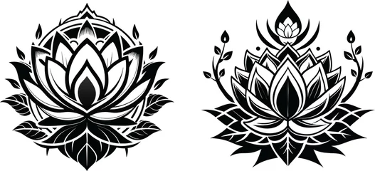 Fotobehang Set of lotus flower logo icon © Tri Endah Wanito