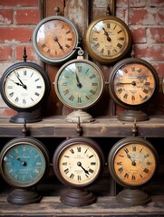Vintage Railway Station Clocks - Earth Tones, Antique Design