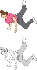 女性ブレイクダンサーのイラストセット／Illustration set of female break dancer