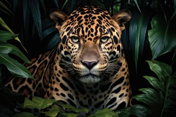Tableau sur toile Animaux jaguar portrait close up wildlife animal  © krissikunterbunt