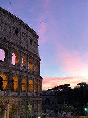 Colosseum and pink sky