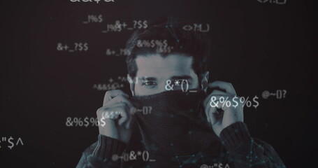 Image of digital interface with icons and data processing