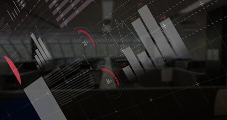 Image of digital interface with icons and data processing