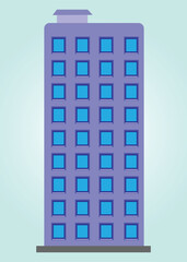 Facade of modern office in flat style. Skyscraper. Vector Illustration.