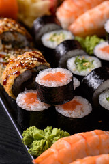 Japanese food. Assorted delicious rolls
