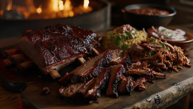 Indulge in a smoky and savory feast with slowcooked favorites like brisket pulled pork and ribs fresh from the smokehouse. The rustic ambiance accompanied by the scorching