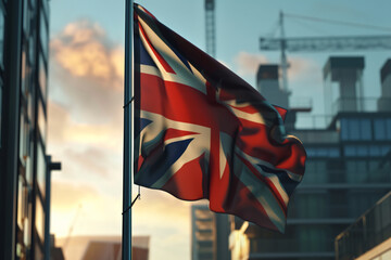 United Kingdom flag gracefully hanging from a flagpole  - obrazy, fototapety, plakaty