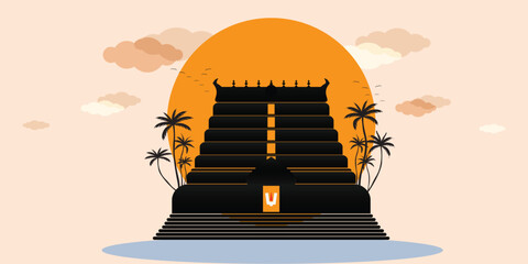 Kerala Thiruvananthapuram padmanabhaswamy temple conceptual vector illustrator.