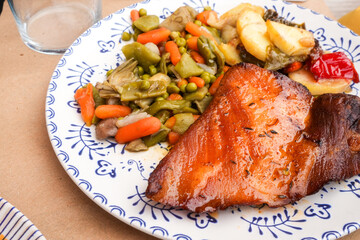 Grilled pork chop with mixed vegetables