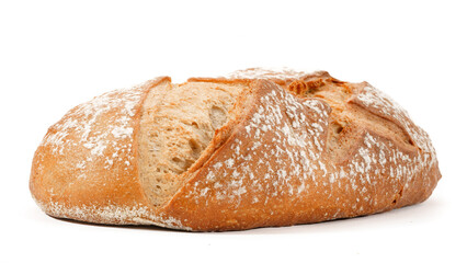 Bochenek wypieczonego chleba na białym wyizolowanym tle - obrazy, fototapety, plakaty
