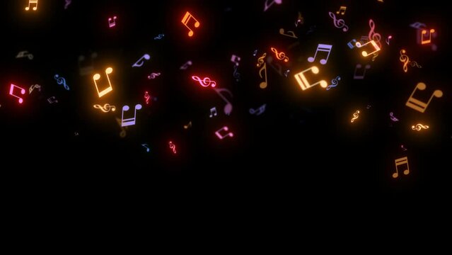 falling color musical notes backgrounds alpha loop