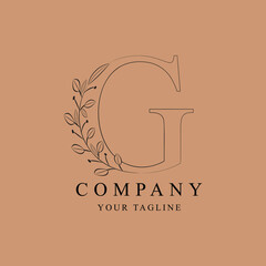 Botanical Minimalist, Initial, Letter Feminine J Logos with Organic Plant Elements