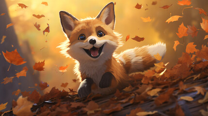 A cute fox - obrazy, fototapety, plakaty