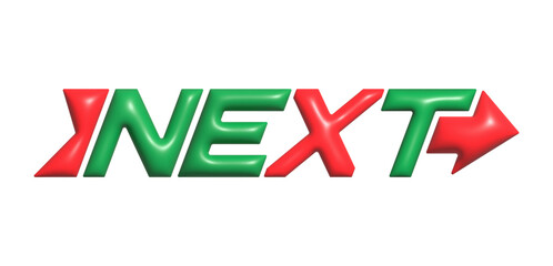 NEXT. 3d lettering for a creative design idea. Modern volumetric template