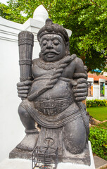 Dwarapala statue on Jalan Malioboro, Jogjakarta, Indonesia. Dwarapala is a mythological gatekeeper in Hinduism and Buddhism. This is part of the decoration on Jalan Malioboro, a famous destination.