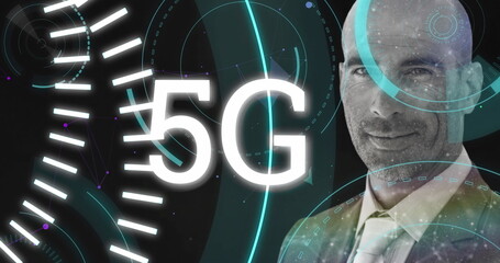 Image of digital interface with icons and data processing