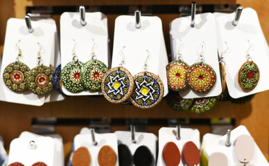 Colorful handmade earrings. Jewelry for women. Jewelry.