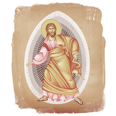 Easter egg. Christian illustration in Byzantine style isolated
