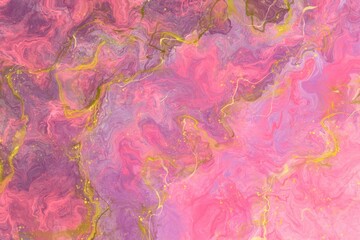 Obraz premium Abstract background pink watercolor paint background by teal color golden with liquid fluid texture for background, banner