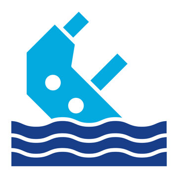 blue sinking ship in water clip art preview