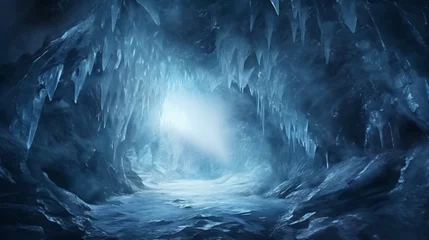 Rolgordijnen background ice tunnel cave © Black