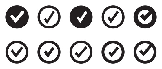 Check mark set collection flora design vector art.