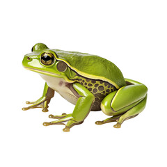 Naklejka premium Green tree frog isolated on white and transparent background. Ideal for use in advertising. Generative ai