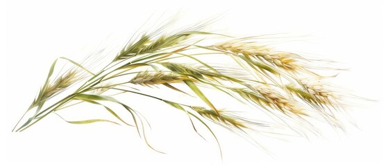 Elegant ears of wheat on white background