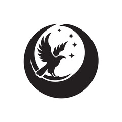 Eagle on The moon logo Vector 