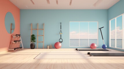Gym and Yoga Studio: Illustrative Minimalism with Bright and Soft Style