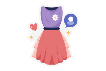 Cute Wedding Dress Sticker Illustration