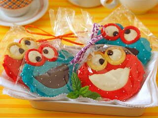 Wrapped funny cookies.