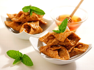 Honey fritters. Pestiños. Traditional Spanish dessert.