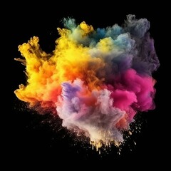 abstract powder splatted background colored cloud. Colorful dust explode. generated by AI