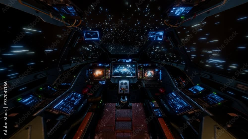 Sticker inside spaceship travelling through space