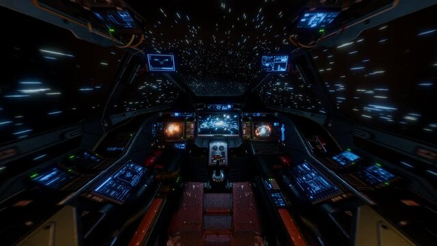 Inside spaceship travelling through space
