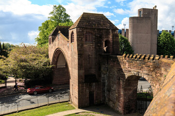 Fototapeta na wymiar Historic Chester City Wall Basking in Sunlight