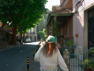 Young woman walking in Sintra.