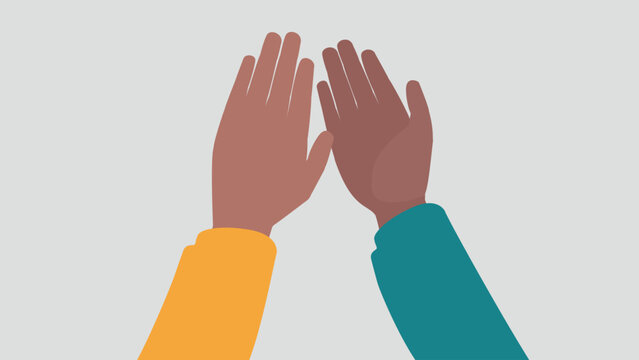 Vektor-Illustration von H&auml;nden, die High Five machen  um den Teamgeist zu beschw&ouml;ren - Stock Graphics