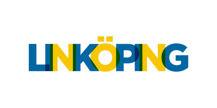 Linkoping in the Sweden emblem. The design features a geometric style, vector illustration with bold typography in a modern font. The graphic slogan lettering.