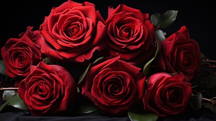 Obraz premium Red rose on black background