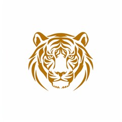 Bold, Eye-Catching, Professional Vector Logo Featuring a Stylized Golden Tiger Head Against a White Background