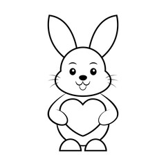 cute easter bunny rabbit with heart