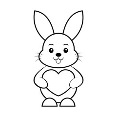 cute easter bunny rabbit with heart