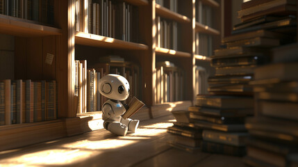 A book-storage robot working in a library.