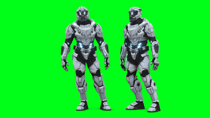 Military futuristic cyborg, robot. 3d rendering.