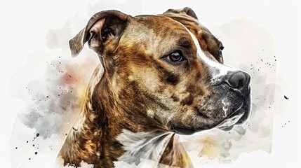 Graceful Canine Beauty: American Staffordshire Terrier in Delicate Watercolor Splendor