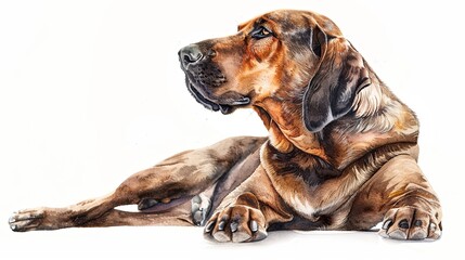 Whimsical Bassador: Delicate Watercolor Portrait of a Playful Dog