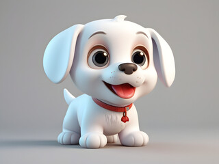 Cute white baby dog 3d character. Cartoon dog with big red eyes. 3d render illustration. Farm animals set
Cute white baby dog, 3D character, cartoon dog, big red eyes, 3D render, illustration, farm an
